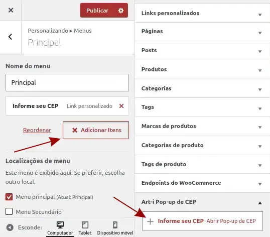 Tipo de item Art-i Pop-up de CEP