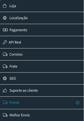 Localização das configuraçoes no menu WCFM